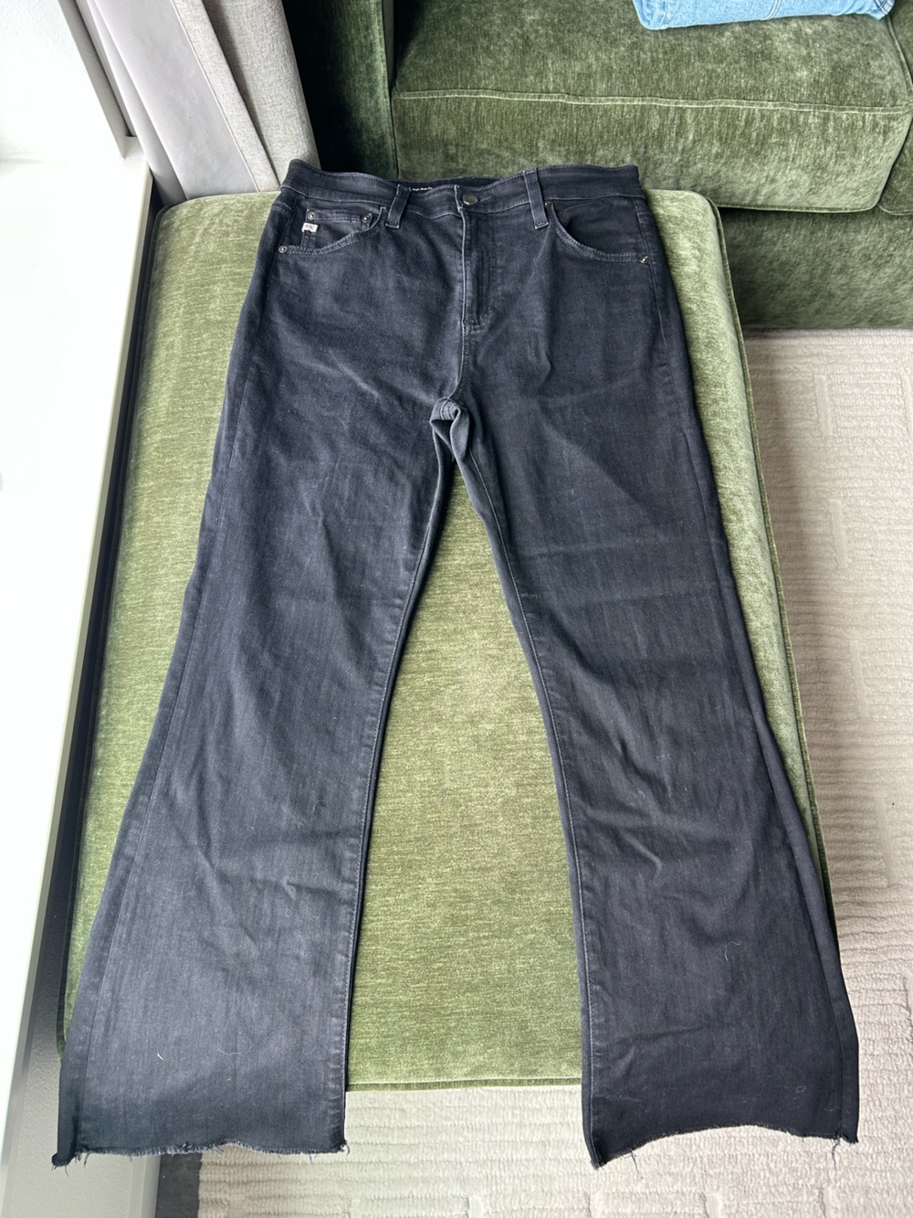 Black AG Farrah Boot Crop Jeans, size 30